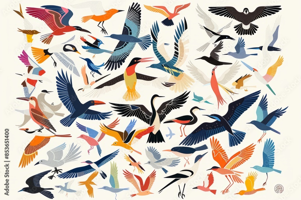 a poster design for World Migratory Bird Day featuring diverse bird species a poster design for World Migratory Bird Day featuring diverse bird species