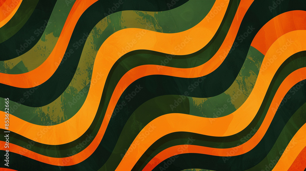 Orange and Dark green retro groovy background presentation design Orange and Dark green retro groovy background presentation design
