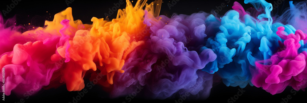 Obraz premium Colorful Smoke Explosion on Black Background