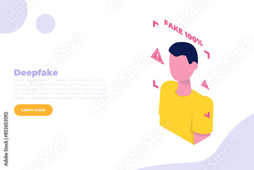 Deepfake, Deep face technology concept. Isometric Vector illustration.