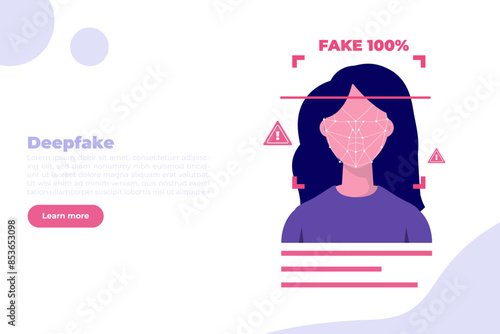 Deepfake, Deep face technology concept.  Vector illustration.