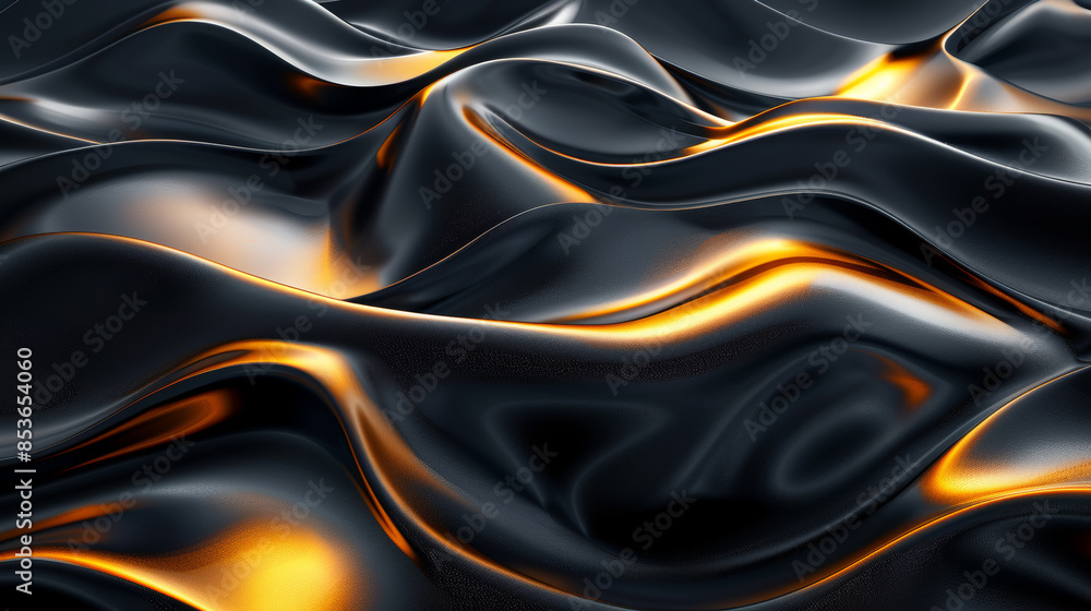 3D abstract piece with flowing black and gold forms, evoking a sense of elegance Generative AI 3D abstract piece with flowing black and gold forms, evoking a sense of elegance Generative AI