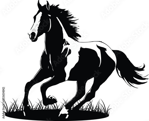 Drawing the silhouette of running horse vector