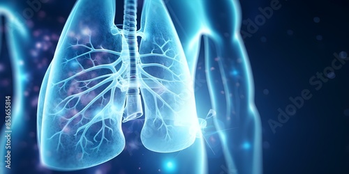 Demonstration of holographic lung cancer treatment for educational purposes. Concept Medical Technology, Holographic Imaging, Cancer Treatment, Educational Demonstration