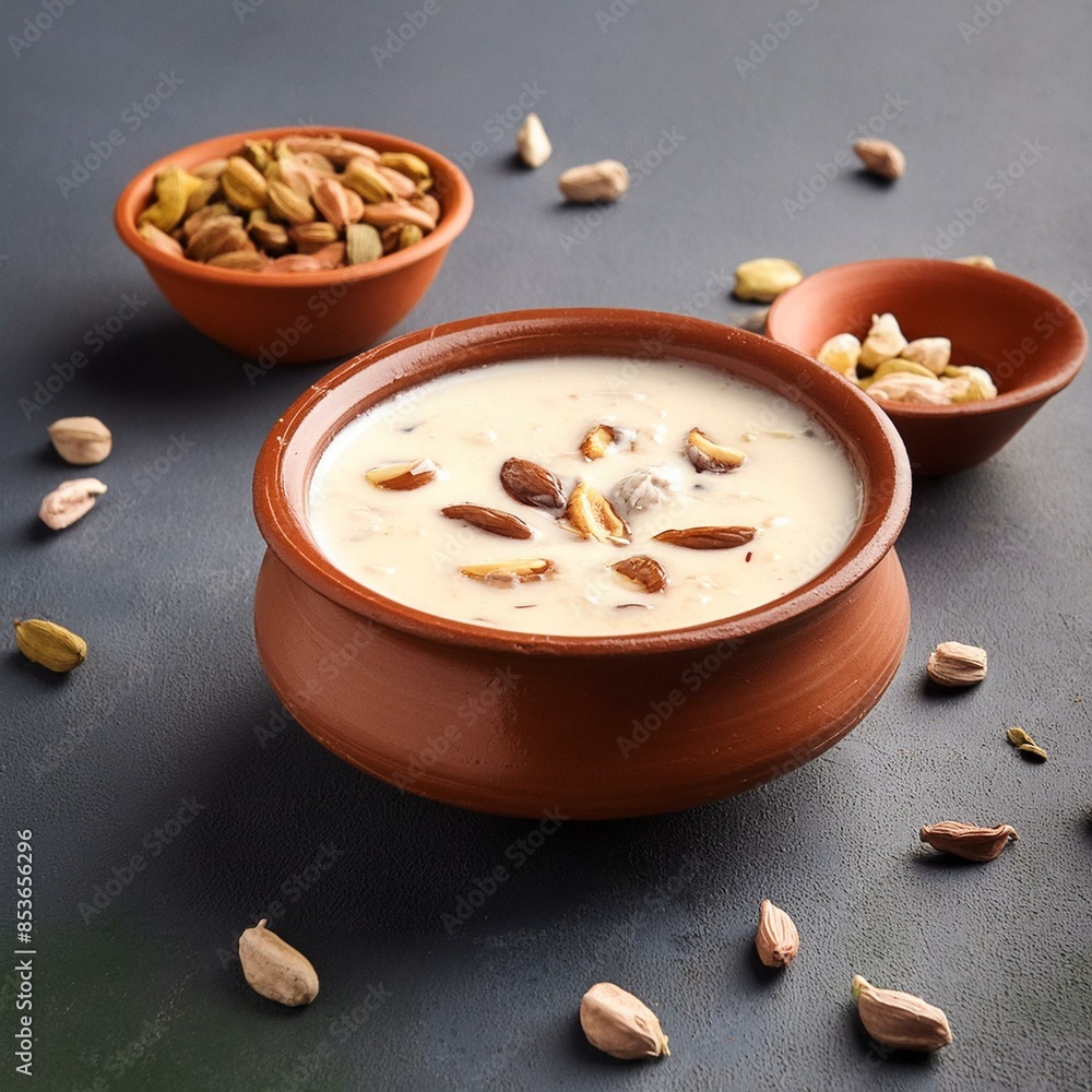 Indian special sweet food rabri or rabdi made with pure milk garnished with dry fruits Indian special sweet food rabri or rabdi made with pure milk garnished with dry fruits