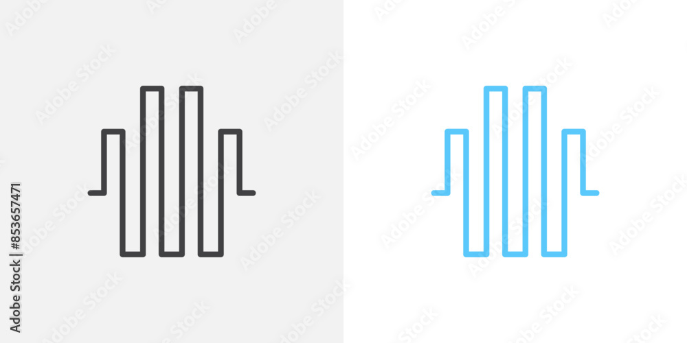 Wave square flat thin line icon collection.