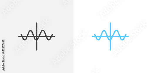 Wave sine flat thin line icon collection.