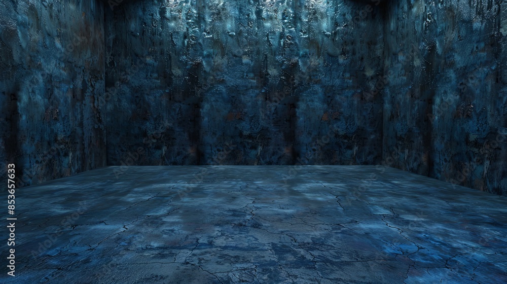 Expansive Dark Blue Studio with Dramatic Lighting Expansive Dark Blue Studio with Dramatic Lighting