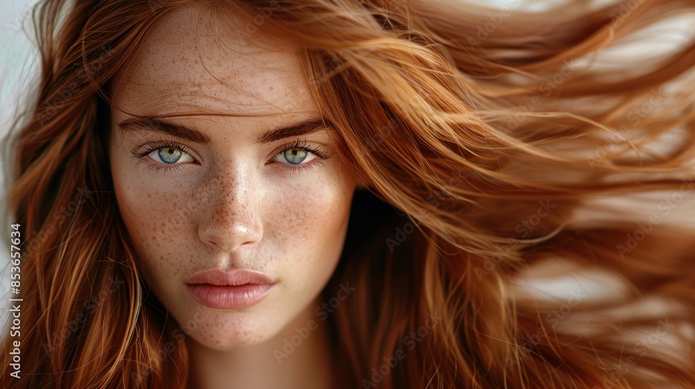 Portrait of a model girl with radiant, smooth skin and healthy, glossy hair. Her natural beauty is emphasized by soft studio lighting, making her ideal for showcasing care and hair products. The Portrait of a model girl with radiant, smooth skin and healthy, glossy hair. Her natural beauty is emphasized by soft studio lighting, making her ideal for showcasing care and hair products. The
