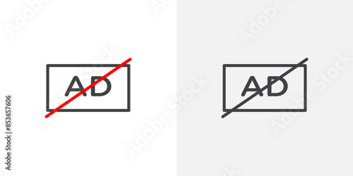 No audio description flat thin line icon collection.