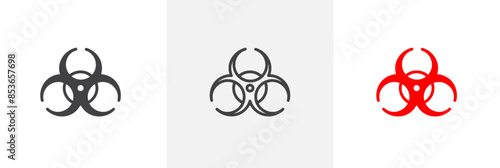 Biohazard flat thin line icon collection.