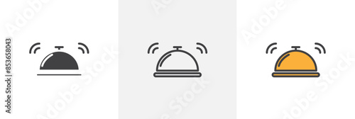 Bell concierge flat thin line icon collection.