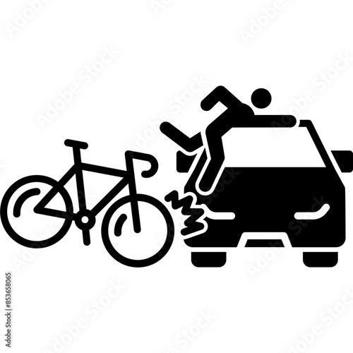 Car Accident with Bicycle Icon