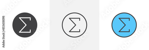 Sigma flat thin line icon collection.