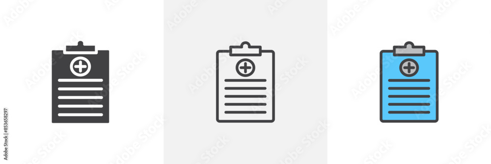 Prescription flat thin line icon collection. Prescription flat thin line icon collection.