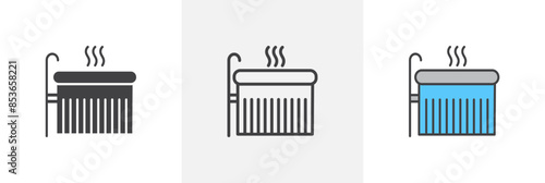 Hot tub flat thin line icon collection.