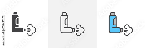 Inhaler flat thin line icon collection.