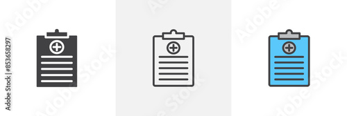 Prescription flat thin line icon collection.