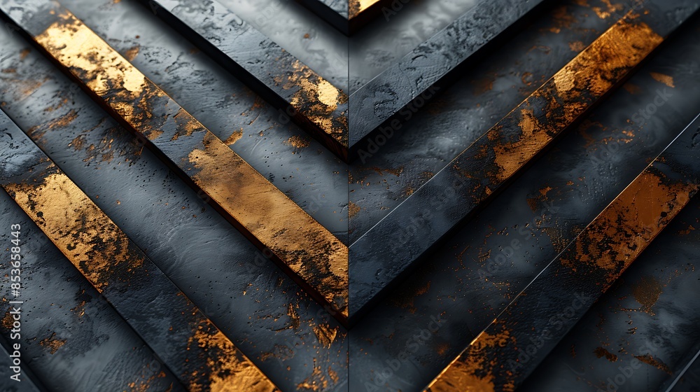 Reflective gold chevron stripes on a matte black background, creating a luxurious look. The design features bold, shimmering gold chevrons against a smooth, matte black backdrop, enhancing the rich Reflective gold chevron stripes on a matte black background, creating a luxurious look. The design features bold, shimmering gold chevrons against a smooth, matte black backdrop, enhancing the rich