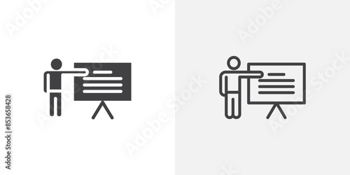 User chalkboard flat thin line icon collection.