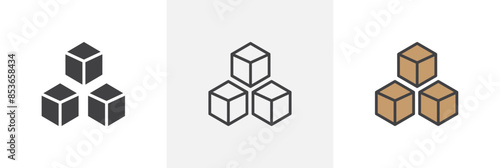 Cubes flat thin line icon collection.