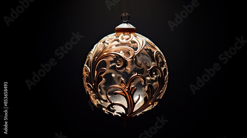 Wallpaper Mural photograph of a single bauble, intricately crafted with reflective surfaces, capturing the interplay of light and shadow, set against a clear backdrop Torontodigital.ca