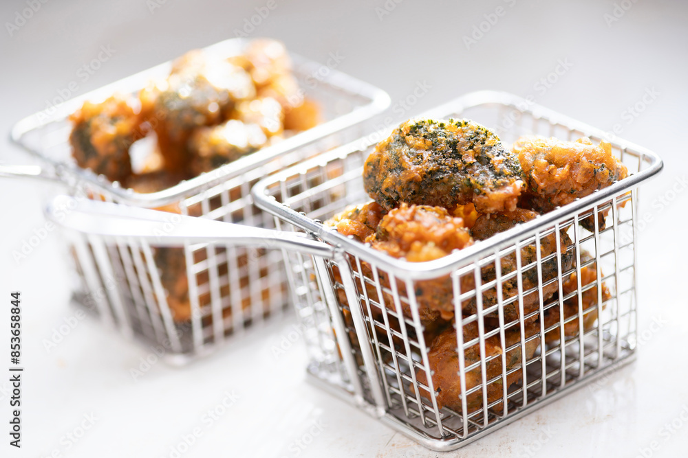 street food truck fried broccoli in batter