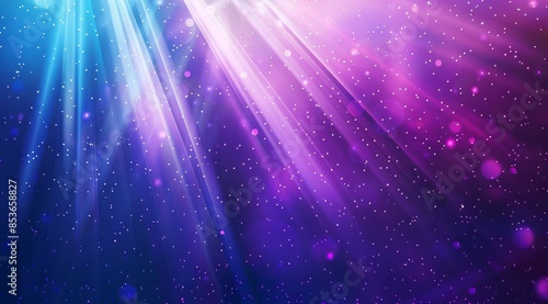 Purple and blue gradient background with sun rays, dots, spotlights and glowing effect