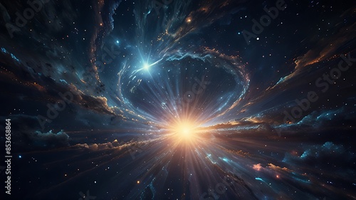 Mystical Swirl Of Cosmic Clouds And Starlight In The Depths Of Outer Space, spirals background 