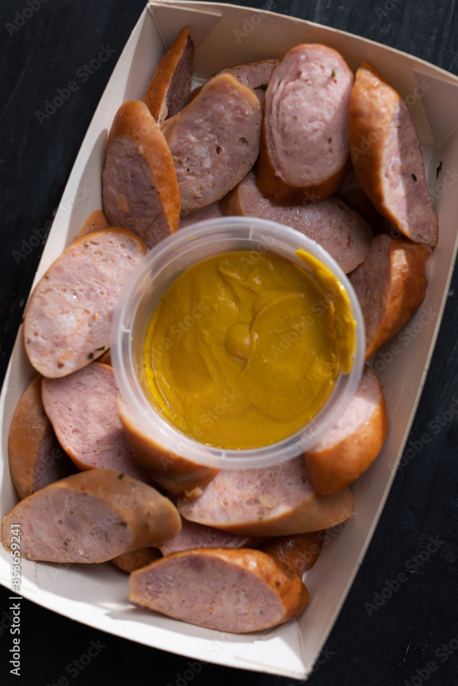 street food truck german sausage platter