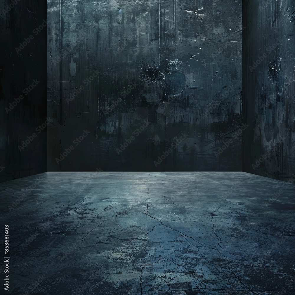 Expansive Dark Blue Studio with Dramatic Lighting Expansive Dark Blue Studio with Dramatic Lighting