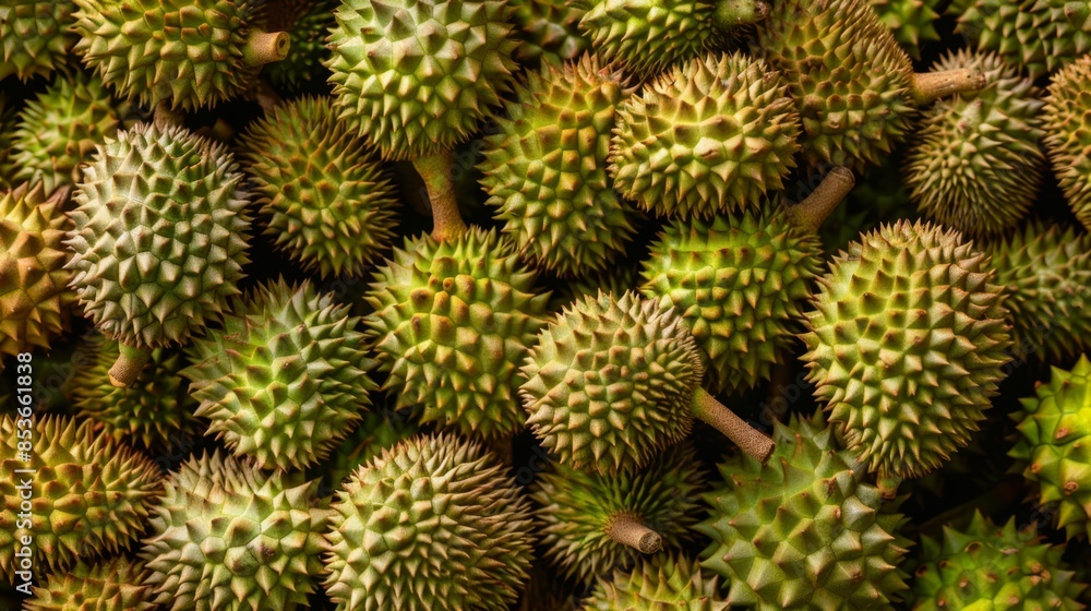 Close-Up of Fresh Green Durian Fruits - Generative AI Close-Up of Fresh Green Durian Fruits - Generative AI