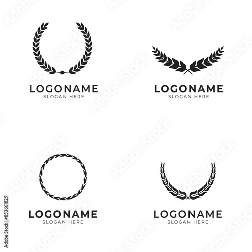 laurel wreath logo icon set