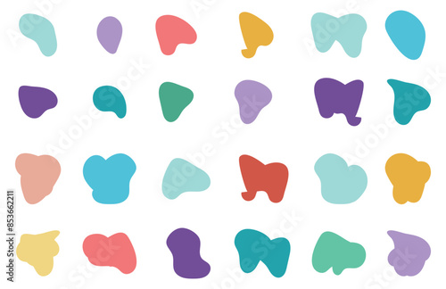 coloring and black/white Blob shape organic set. Fluid cooler blob shape vector for abstract design. Abstract watery forms template. Organic blobs set icon on transparent background.