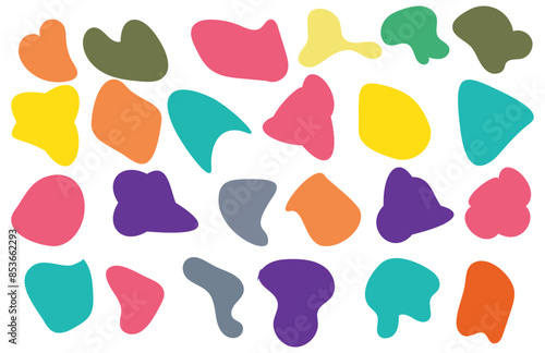 Organic blobs set icon on transparent background. coloring Blob shape organic set. Fluid cooler blob shape vector for abstract design. Abstract watery forms template. 