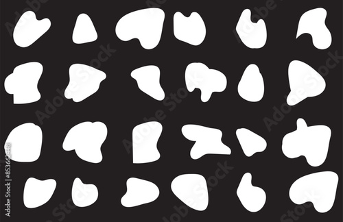 coloring and black/white Blob shape organic set. Fluid cooler blob shape vector for abstract design. Abstract watery forms template. Organic blobs set icon on transparent background.