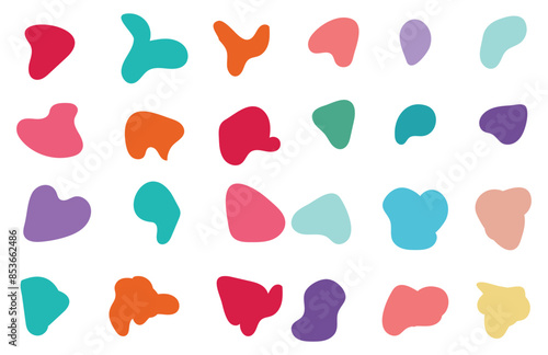 Organic blobs set icon on transparent background. coloring Blob shape organic set. Fluid cooler blob shape vector for abstract design. Abstract watery forms template. 