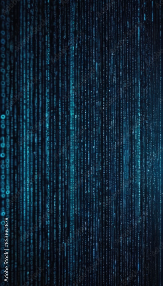 A mesmerizing digital rain of blue binary code, cascading down a dark background, creating a futuristic and immersive representation of the digital world A mesmerizing digital rain of blue binary code, cascading down a dark background, creating a futuristic and immersive representation of the digital world