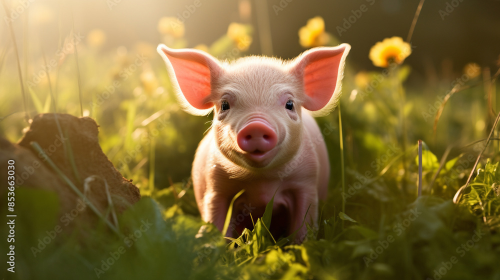 A picture of a piglet in nature A picture of a piglet in nature