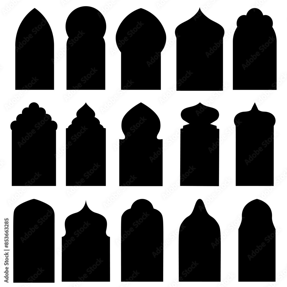Arabian window icon vector set. Window illustration sign collection. Arabic style symbol or logo. Arabian window icon vector set. Window illustration sign collection. Arabic style symbol or logo.
