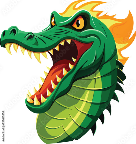 Prehistoric crocodile animal with open jaws