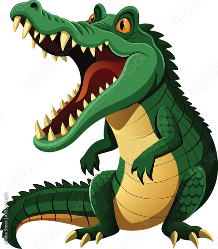 Prehistoric crocodile animal with open jaws