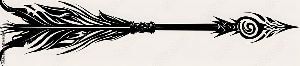Tribal Arrow with Spiral End on White Background Tribal Arrow with Spiral End on White Background