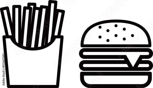 ハンバーガー　フレンチフライ　アイコン