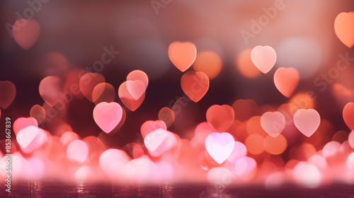 Galand of heart shaped lights with bokeh background. Saint valentine background