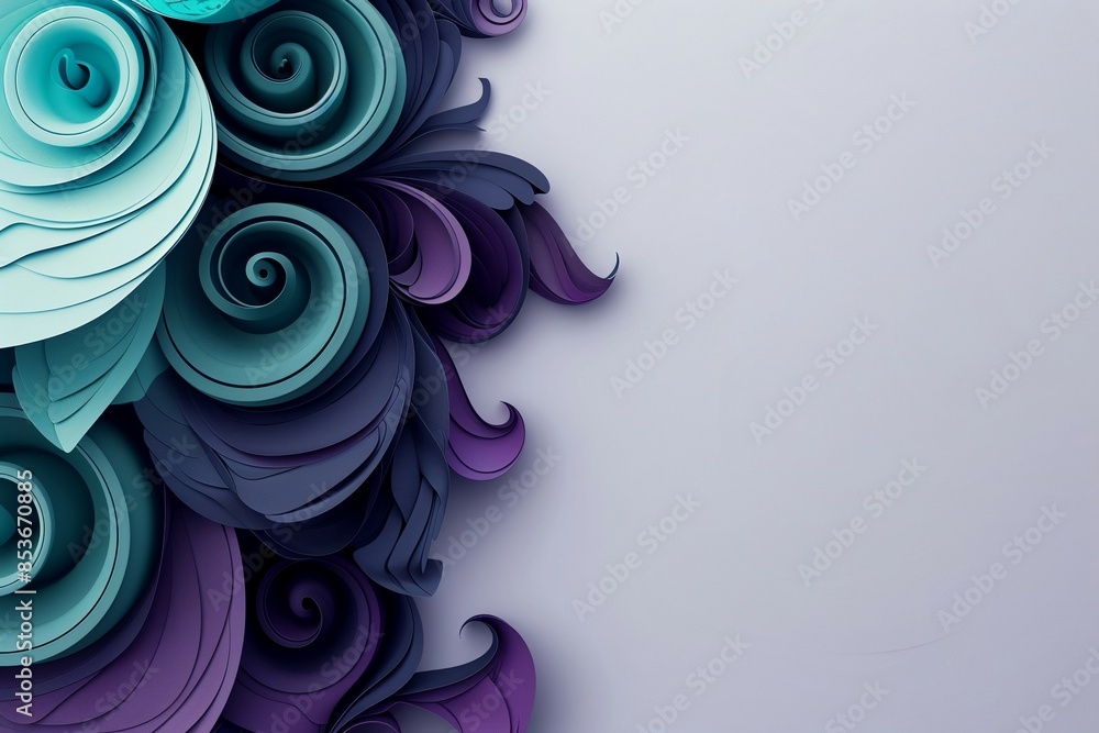 Abstract 3D background in the form of gradient curls and spirals, free space Abstract 3D background in the form of gradient curls and spirals, free space