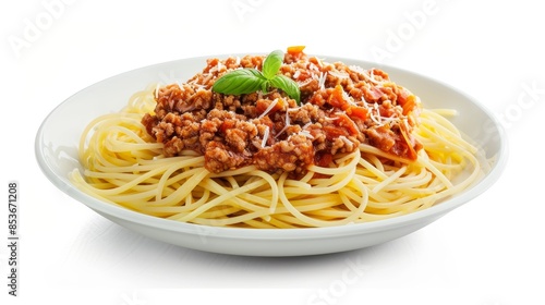 spaghetti with tomato sauce and basil