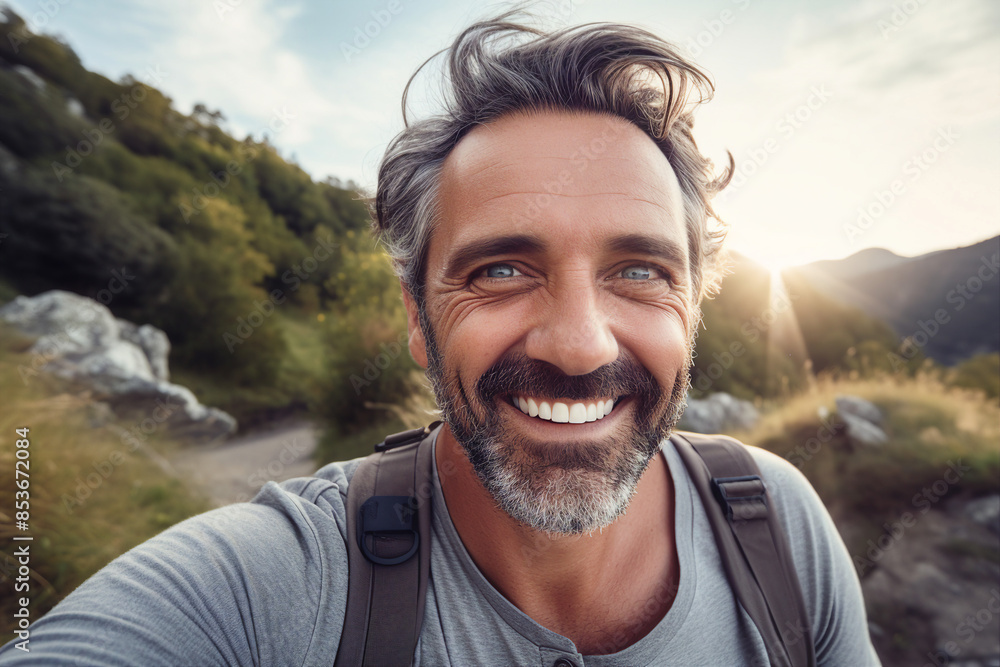 Generative AI illustration happy yoga person enjoying medication in natural wild conditions beautiful view Generative AI illustration happy yoga person enjoying medication in natural wild conditions beautiful view