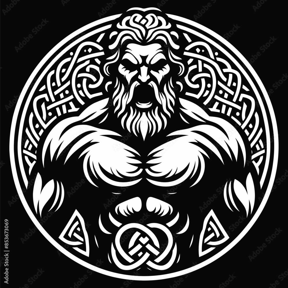zeus in silhouete with celtic knot pattern illustration zeus in silhouete with celtic knot pattern illustration
