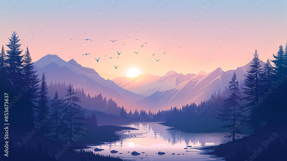 a river with trees and mountains in the background a river with trees and mountains in the background